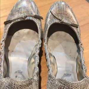 Tods Silver Ballet Flats Silver Size 7